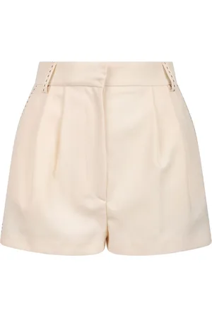 Elisabetta Franchi Shorts, Dam, L, Kräm ullshorts med kontrastsömn