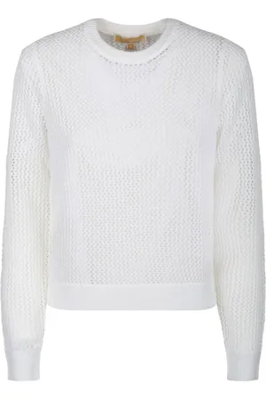 Michael Kors Stickade tröjor & koftor, Dam, M, Vit Mesh Garn Pullover Tröja