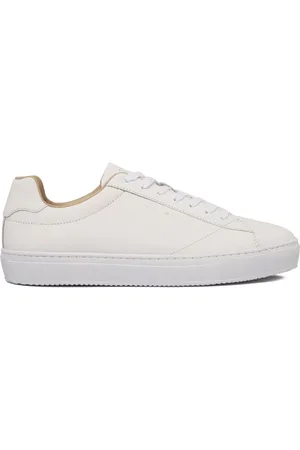 Tommy Hilfiger Skor, Herr, 44 EU, Läder, Vita Lädersneakers Snörning Rund Tå