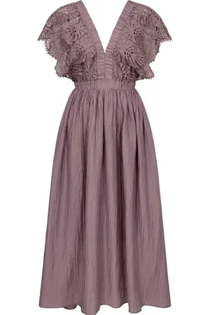 Copenhagen Muse Klänning, Dam, L, Polyester, Elegant Spetsklänning med Volangkjol