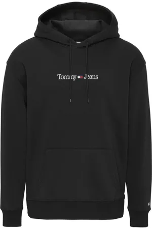 Tommy Hilfiger Sweatshirts & Hoodies, Herr, S, Bomull, Linear Hoodie Bomull Svart