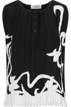 Lanvin Topp, Dam, S, Polyester, Svart Ärmlös Veckad Topp