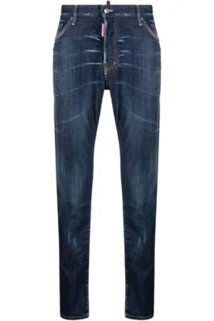 Dsquared2 Jeans, Herr, 2Xl, Bomull, Marinblå Slim Fit Jeans