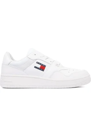 Tommy Hilfiger Skor, Herr, 45 EU, Läder, Vita Retro Basket Sneakers