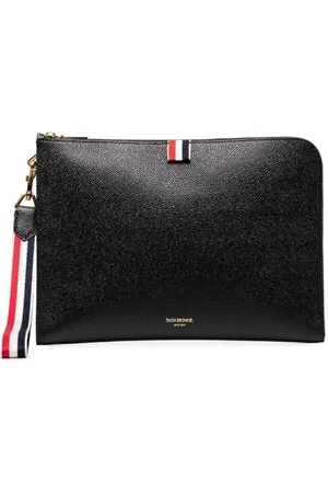 Thom Browne Accessoarer, Herr, ONE Size, Svart Dokumentväska med Logotyptryck