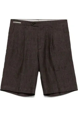 corneliani Shorts, Herr, 2Xl, Linne, Bruna Linnebyxor Stilfull