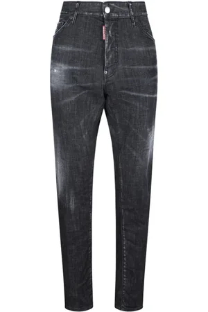 Dsquared2 Jeans, Herr, 2Xl, Bomull, Svarta Slim Fit Distressed Jeans
