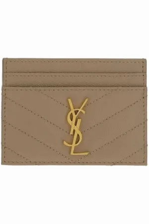 Saint Laurent Accessoarer, Dam, ONE Size, Quiltad kalvskinnkorthållare med YSL-logotyp