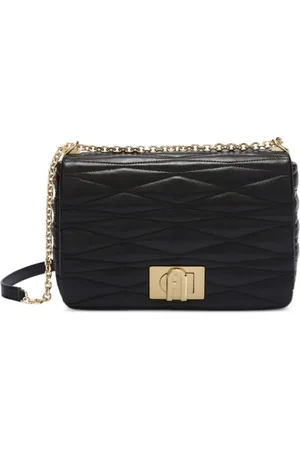 Furla Väska, Dam, ONE Size, Quiltad Svart Axelväska med Kedja
