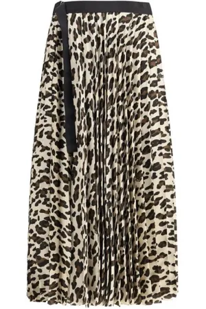 SACAI Kjol, Dam, M, Polyester, Leopardmönstrad Omlott Midikjol