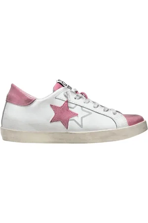 2STAR Skor, Dam, 36 EU, Läder, Vita Läder Låga Glittersneakers