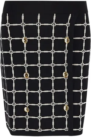 Elisabetta Franchi Kjol, Dam, M, Rutig Svart & Vit Kjol