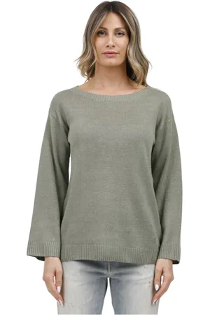 Max Mara Stickade tröjor & koftor, Dam, L, Linne, Bred rund hals linne topp