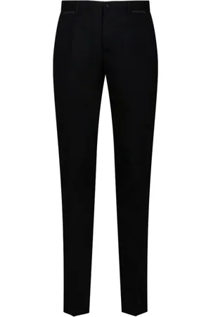 Dolce & Gabbana Byxor, Herr, S, Svarta skräddarsydda tuxedo-byxor silke detaljer
