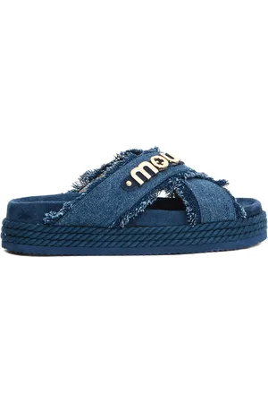 Mou Skor, Dam, 35 EU, Denim, Denim Cross Sandaler Stilren Bekväm Chic