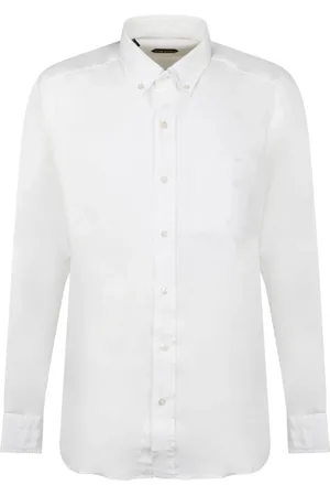 Tom Ford Skjorta, Herr, L, Vit Långärmad Lyocell Skjorta
