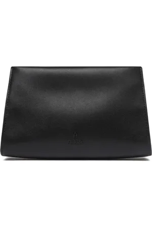 Furla Väska, Dam, ONE Size, Läder, Svart Axelväska med Logo Plaque