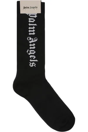 Palm Angels Underkläder, Herr, M, Läder, Svarta Logo Intarsia Strumpor Underkläder
