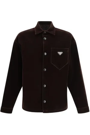 Prada Jacka, Herr, M, Brun Sammet Skjorta Jacka Modell