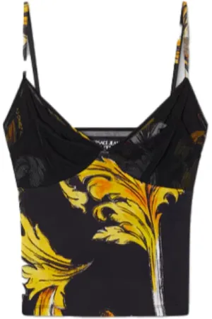 VERSACE Topp, Dam, S, Barocco Mesh Top med Logo Detalj