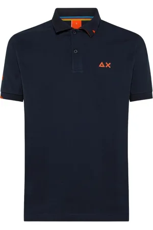 sun68 Topp, Herr, L, Bomull, Blå Bomull Logo Strand Polo
