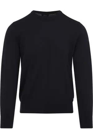 BRIONI Stickade tröjor & koftor, Herr, M, Blå Ull Rundhals Tröja