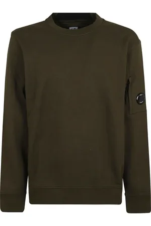 C.P. Company Sweatshirts & Hoodies, Herr, M, Bomull, Grön Sweatshirt med Unik Fickdetalj