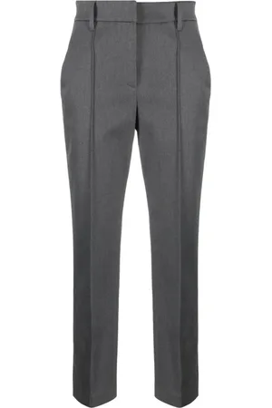 Brunello Cucinelli Byxor, Dam, L, Bomull, Mörkgrå Stiliga Byxor
