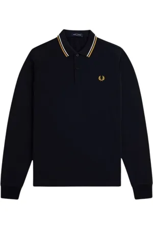 Fred Perry Topp, Herr, XL, Bomull, Långärmad polotröja med randig kant