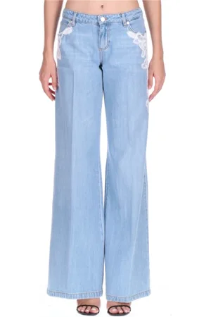 ERMANNO SCERVINO Jeans, Dam, L, Denim, Celeste Denim Spetsvida Jeans
