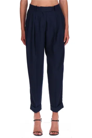 ERMANNO SCERVINO Byxor, Dam, M, Polyester, Blå Cadis Byxor med Två Veck
