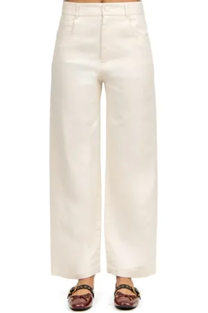 TELA Jeans, Dam, M, Bomull, Vit Denim Femficks Bomullsbyxor