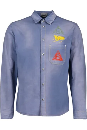Dior Skjorta, Herr, L, Denim, Klassisk Blå Denim Skjorta
