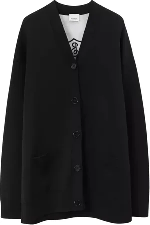 Burberry Stickade tröjor & koftor, Herr, S, Bomull, Oversized Jacquard Cardigan med Emblem