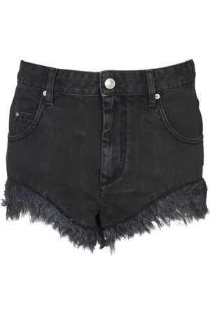 Isabel Marant Shorts, Dam, S, Denim, Högmidjade denim shorts med fransad kant