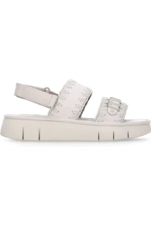 Mou Skor, Dam, 36 EU, Mocka, Ivory Mocka Sandaler med Kardborre