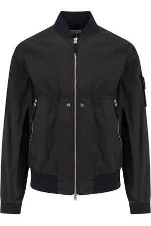 Stone Island Jacka, Herr, M, Nylon, Blå Dragkedja Jacka med Ribbade Trim