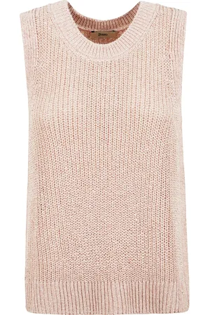HERNO Stickade tröjor & koftor, Dam, M, Bomull, Rosa Bomull Lurex Ribbstickad Jacka