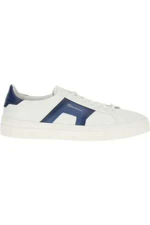 santoni Skor, Herr, 43 1/2 EU, Läder, Logodetalj Lädersneakers med Dubbel Spänne