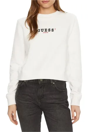 Guess Sweatshirts & Hoodies, Dam, S, Bomull, Dam Cropped 3D Broderad Sweatshirt
