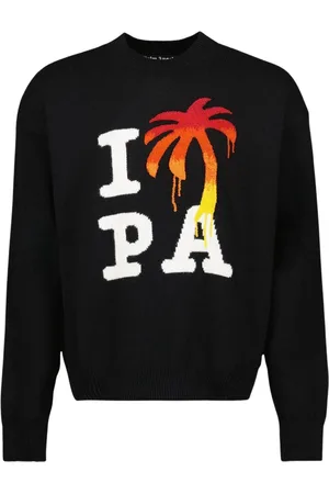 Palm Angels Stickade tröjor & koftor, Herr, XL, Ull Logo Tröja Långärmad