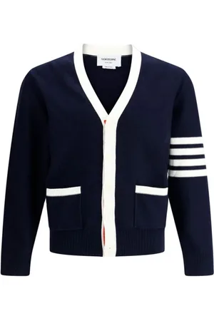 Thom Browne Stickade tröjor & koftor, Herr, M, Bomull, Ikonisk Randig Kofta