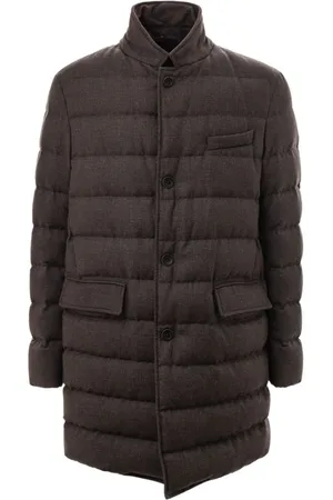 HERNO Kappa, Herr, L, Polyester, Brun Ull Vadderad Jacka med Dragkedja
