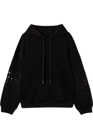 Twin-Set Sweatshirts & Hoodies, Dam, XS, Hoodie med Macrame Detalj