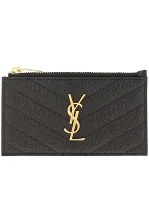 Saint Laurent Accessoarer, Dam, ONE Size, Ikoniskt Logotyp Dragkedja Korthållare