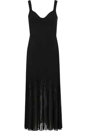 ULLA JOHNSON Klänning, Dam, L, Nylon, Elegant Midi Klänning med Genomskinliga Ränder