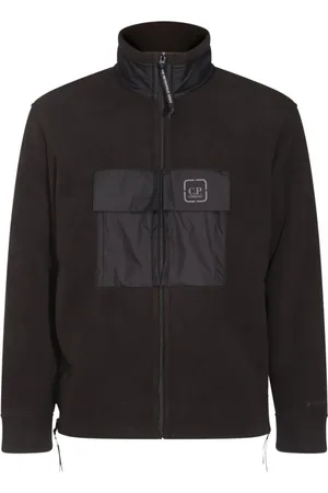 C.P. Company Sweatshirts & Hoodies, Herr, L, Svart Högkrage Sweatshirt med Frontficka och Logotyp