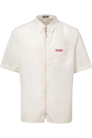 Dior Skjorta, Herr, 4Xl, Polyester, Klassisk Vit Polyester Button-Up Skjorta