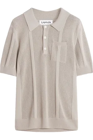 Lanvin Topp, Herr, S, Bomull, Stickad Pikétröja med hål