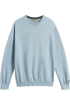 Woolrich Stickade tröjor & koftor, Herr, S, Bomull, Blå Crewneck Bomullströja